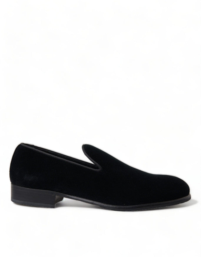 Dolce & Gabbana Black Velvet Loafers Formal Dress Shoes - Ellie Belle