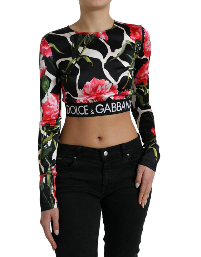 Dolce & Gabbana Multicolor Floral Long Sleeves Cropped Top - Ellie Belle