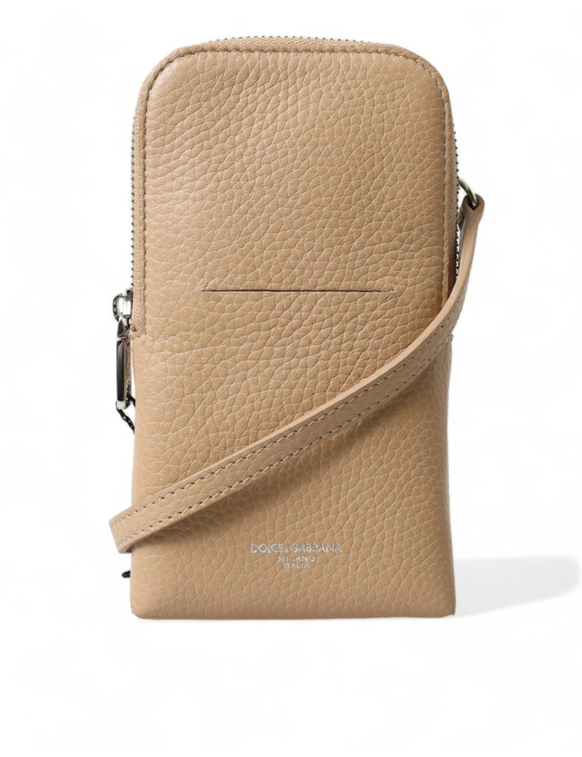 Dolce & Gabbana Beige Leather Purse Crossbody Sling Phone Bag - Ellie Belle