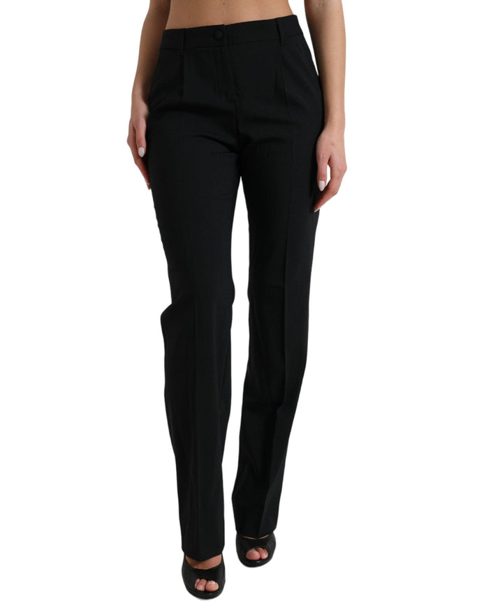 Dolce & Gabbana Black Wool Mid Waist Tapered Pants - Ellie Belle