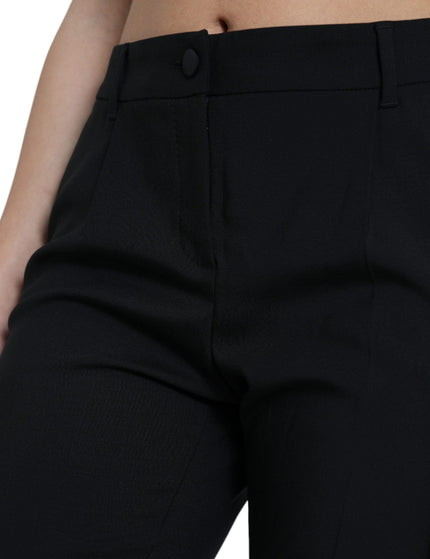 Dolce & Gabbana Black Wool Mid Waist Tapered Pants - Ellie Belle