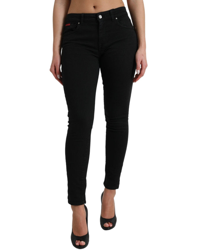 Dolce & Gabbana Black Cotton Mid Waist Skinny Denim Jeans - Ellie Belle