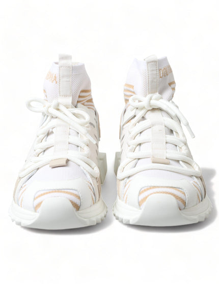 Dolce & Gabbana White Beige Sorrento Socks Sneakers Shoes - Ellie Belle