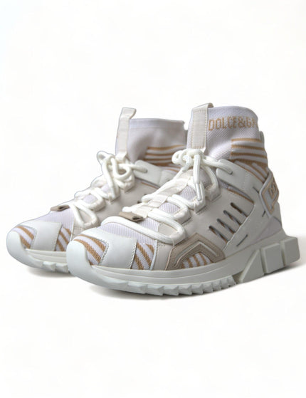 Dolce & Gabbana White Beige Sorrento Socks Sneakers Shoes - Ellie Belle