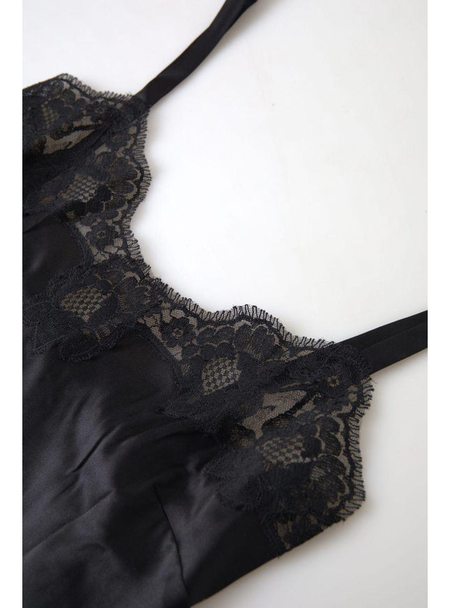 Dolce & Gabbana Black Lace Silk Sleepwear Camisole Top Underwear - Ellie Belle
