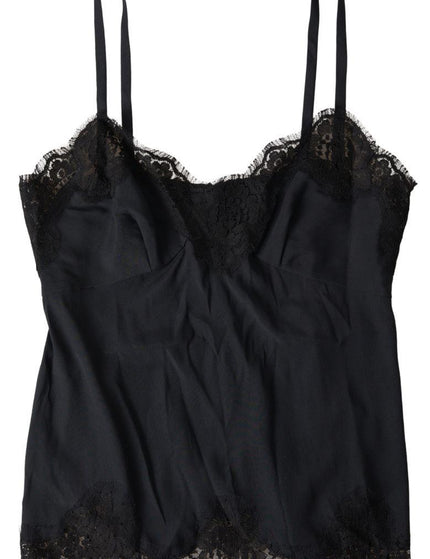 Dolce & Gabbana Black Lace Silk Sleepwear Camisole Underwear