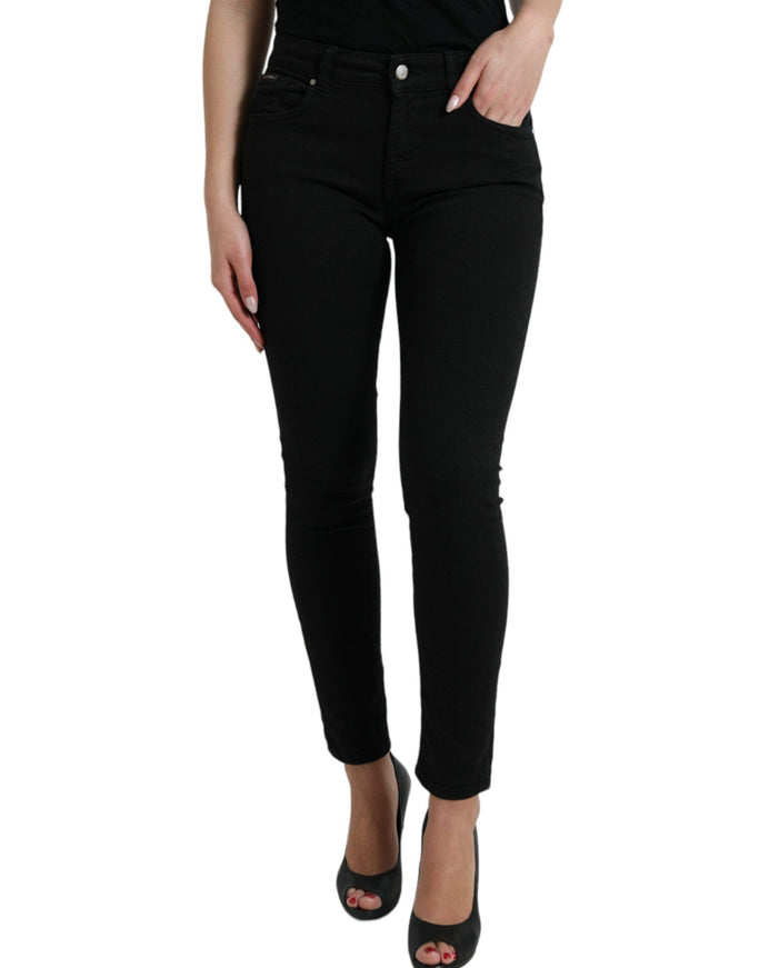 Dolce & Gabbana Black Cotton Mid Waist Skinny Denim Jeans - Ellie Belle