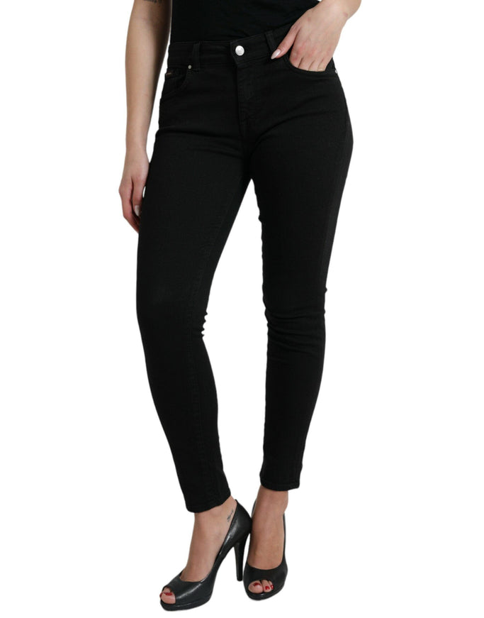 Dolce & Gabbana Black Cotton Mid Waist Skinny Denim Jeans - Ellie Belle