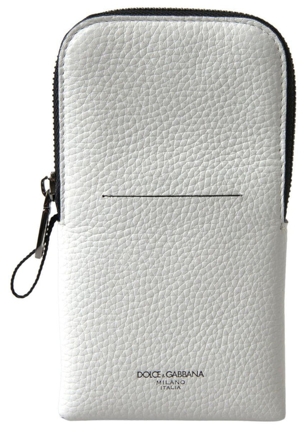 Dolce & Gabbana White Leather Purse Crossbody Sling Phone Bag - Ellie Belle