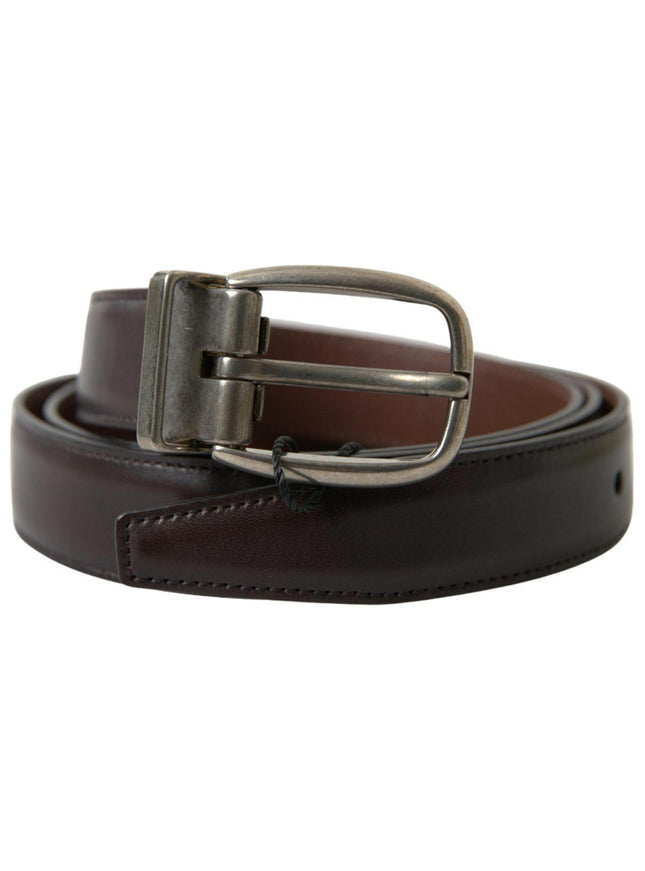 Dolce & Gabbana Brown Leather Metal Buckle Men Cintura Belt - Ellie Belle