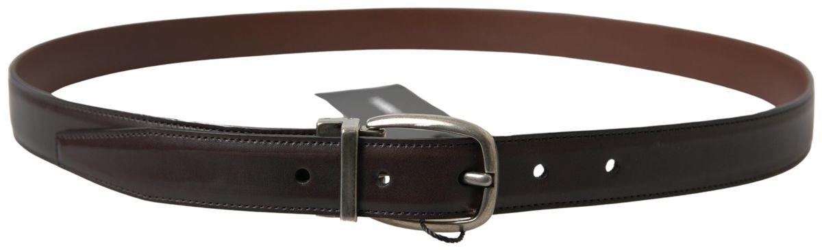 Dolce & Gabbana Brown Leather Metal Buckle Men Cintura Belt - Ellie Belle