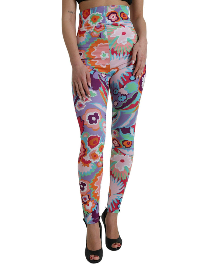 Dolce & Gabbana Multicolor Floral High Waist Leggings Pants - Ellie Belle