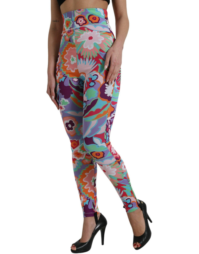 Dolce & Gabbana Multicolor Floral High Waist Leggings Pants - Ellie Belle