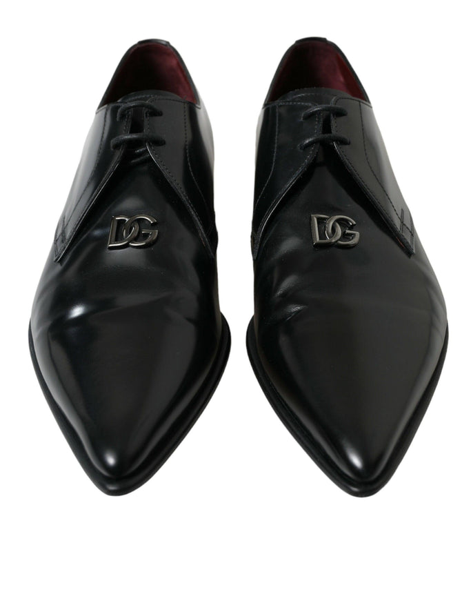 Dolce & Gabbana Black Leather Lace Up Formal Derby Dress Shoes - Ellie Belle