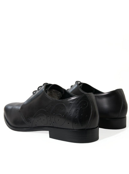 Dolce & Gabbana Black Leather Lace Up Formal Derby Dress Shoes - Ellie Belle