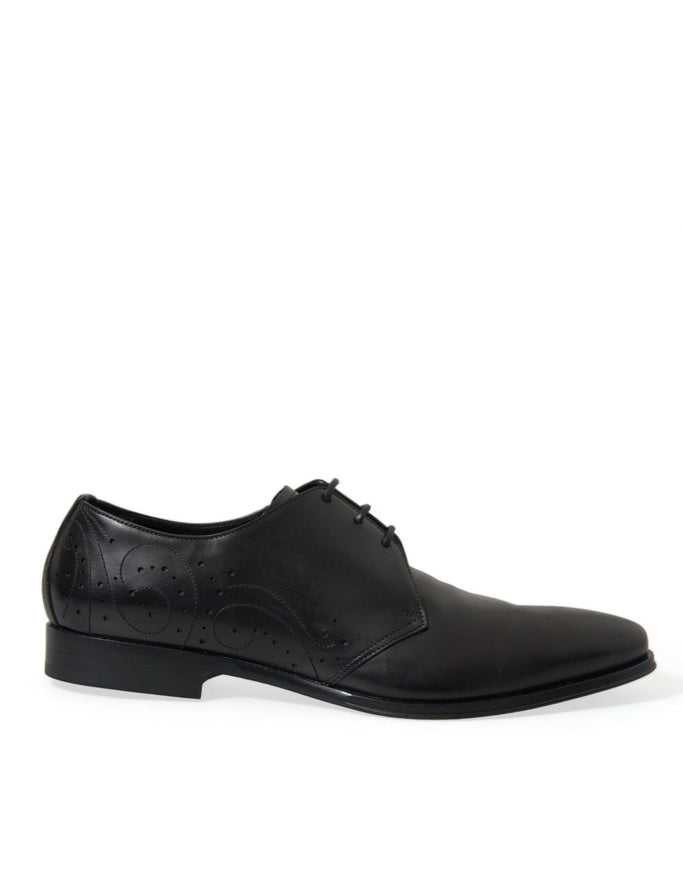 Dolce & Gabbana Black Leather Lace Up Formal Derby Dress Shoes - Ellie Belle