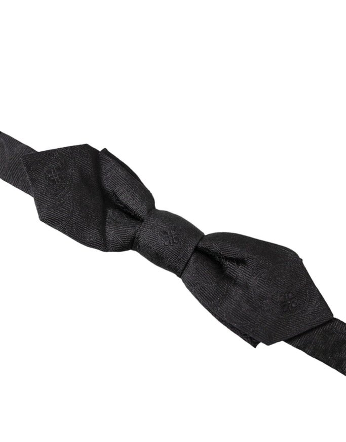 Dolce & Gabbana Black Fantasy Silk Adjustable Neck Men Papillon Bow Tie - Ellie Belle