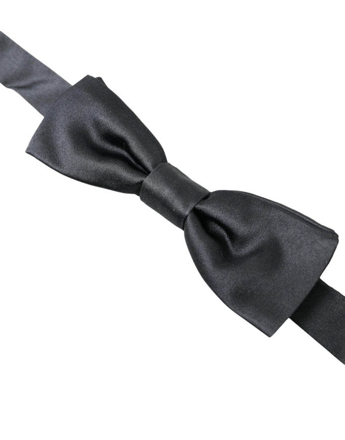 Dolce & Gabbana Dark Gray Silk Adjustable Neck Men Papillon Bow Tie - Ellie Belle