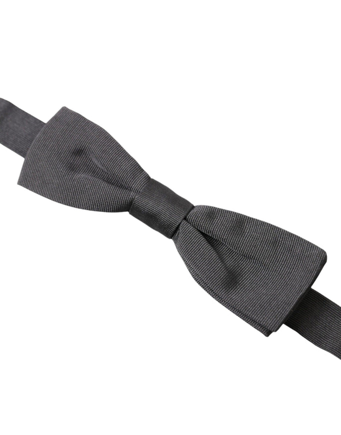 Dolce & Gabbana Dark Gray Silk Adjustable Neck Men Papillon Bow Tie - Ellie Belle