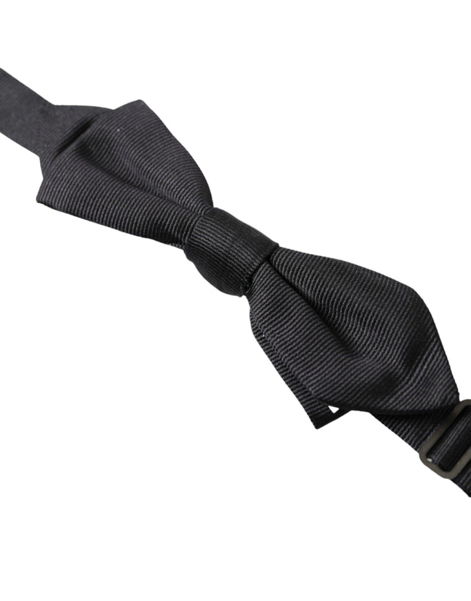 Dolce & Gabbana Black Solid Silk Adjustable Neck Papillon Bow Tie - Ellie Belle