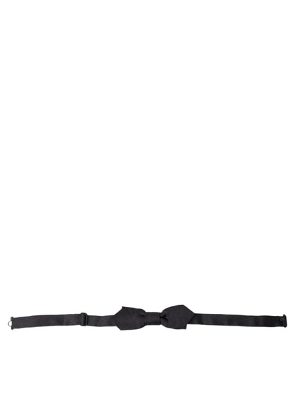 Dolce & Gabbana Black Solid Silk Adjustable Neck Papillon Bow Tie - Ellie Belle