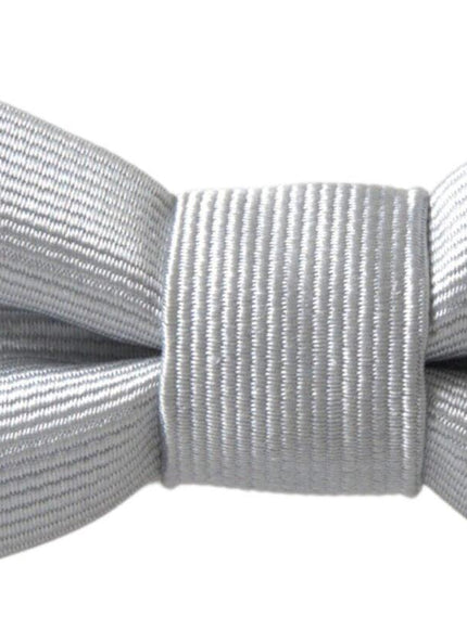 Dolce & Gabbana Gray Silk Adjustable Men Neck Papillon Bow Tie - Ellie Belle