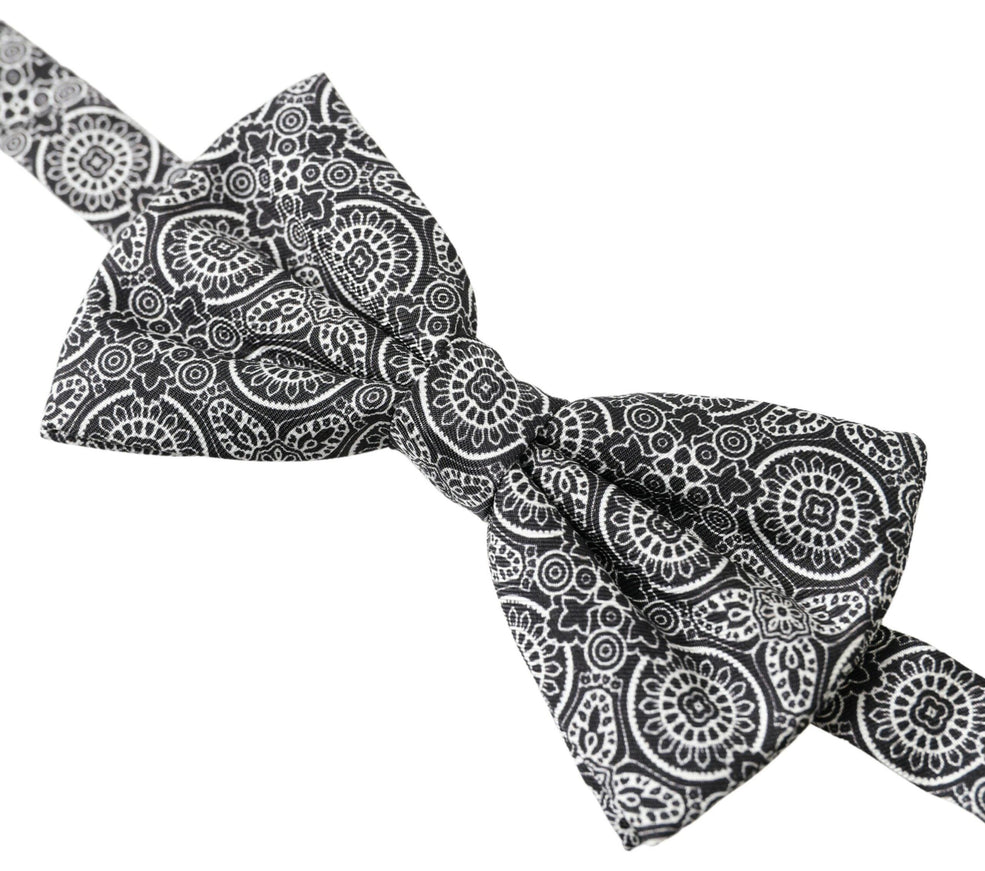 Dolce & Gabbana Black White Pattern Adjustable Neck Papillon Bow Tie - Ellie Belle