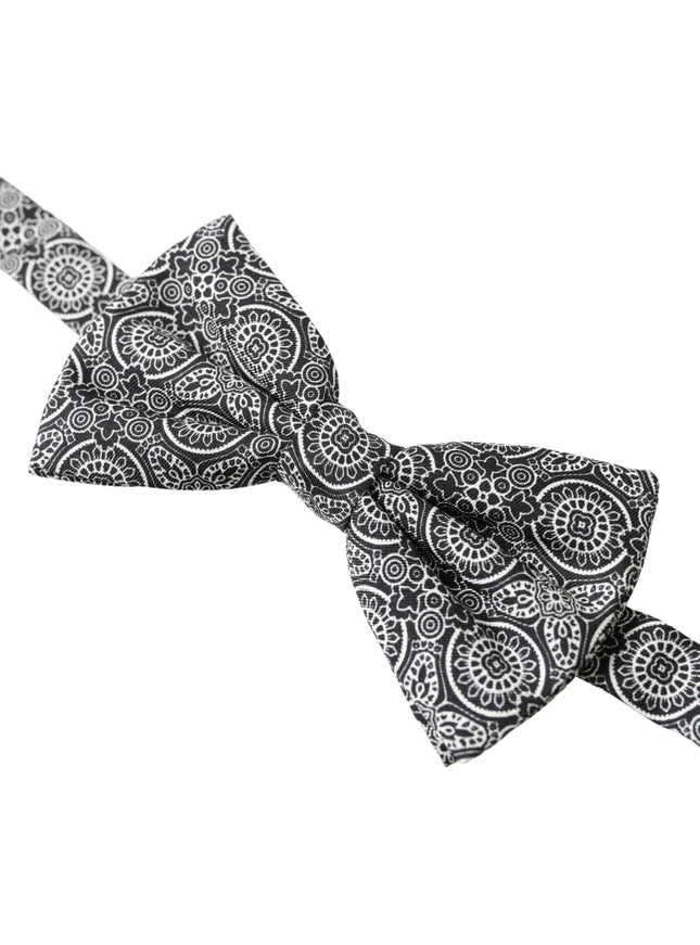 Dolce & Gabbana Black White Pattern Adjustable Neck Papillon Bow Tie - Ellie Belle