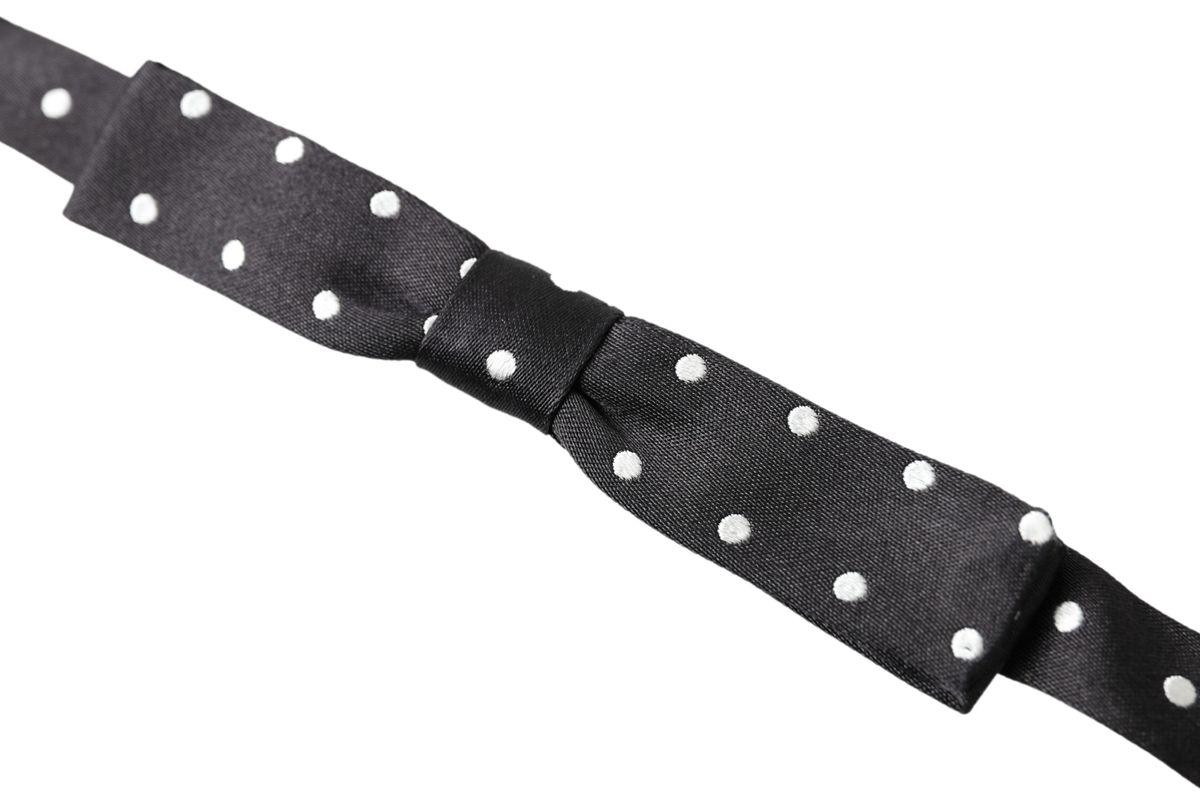 Dolce & Gabbana Black Polka Dot Silk Adjustable Men Neck Papillon Bow Tie - Ellie Belle