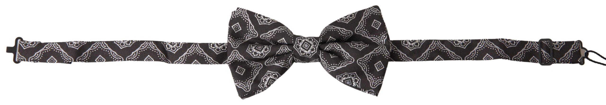 Dolce & Gabbana Black Fantasy Pattern Adjustable Neck Papillon Bow Tie - Ellie Belle