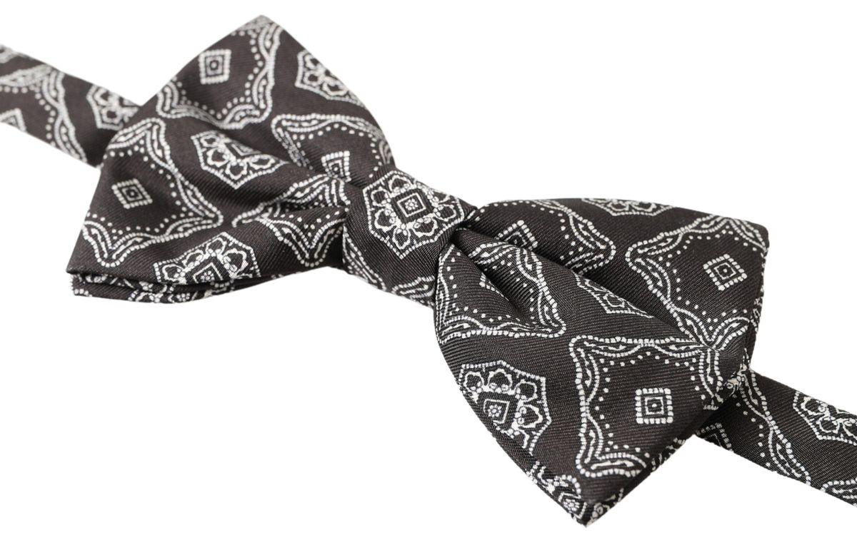 Dolce & Gabbana Black Fantasy Pattern Adjustable Neck Papillon Bow Tie - Ellie Belle