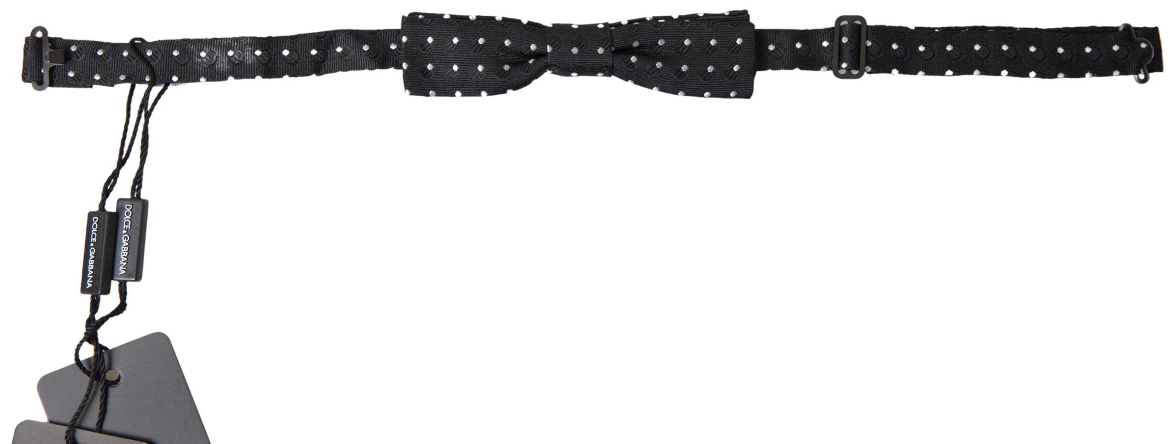 Dolce & Gabbana Black Polka Dot Silk Adjustable Men Neck Papillon Bow Tie - Ellie Belle