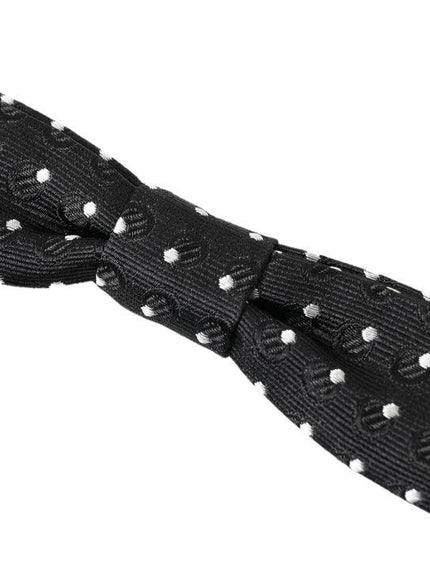 Dolce & Gabbana Black Polka Dot Silk Adjustable Men Neck Papillon Bow Tie