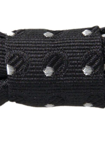 Dolce & Gabbana Black Polka Dot Silk Adjustable Men Neck Papillon Bow Tie