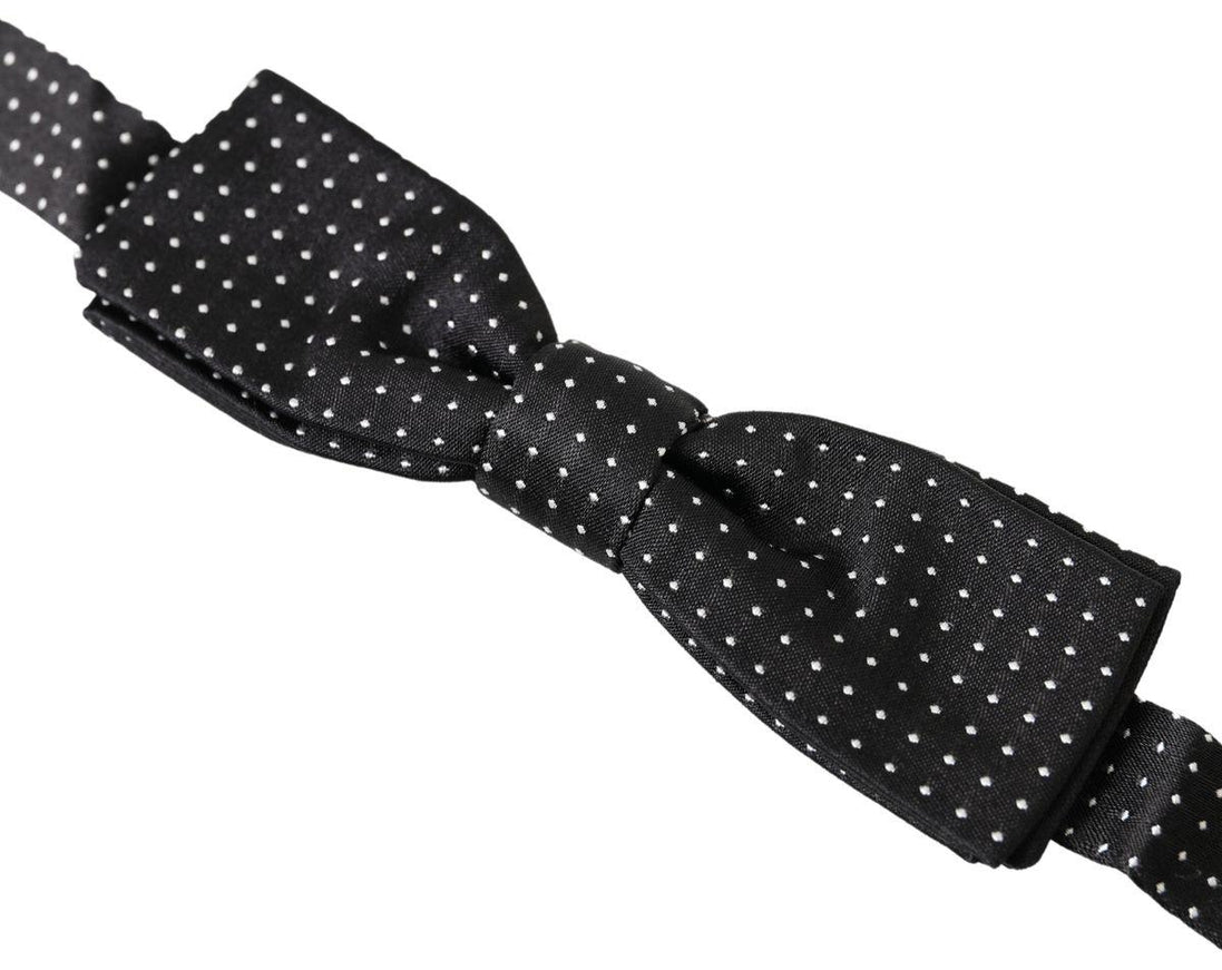 Dolce & Gabbana Black Polka Dot Silk Adjustable Men Neck Papillon Bow Tie - Ellie Belle