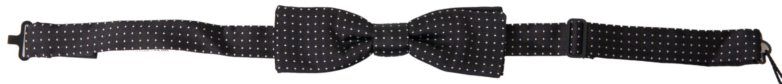 Dolce & Gabbana Black Polka Dot Silk Adjustable Men Neck Papillon Bow Tie - Ellie Belle