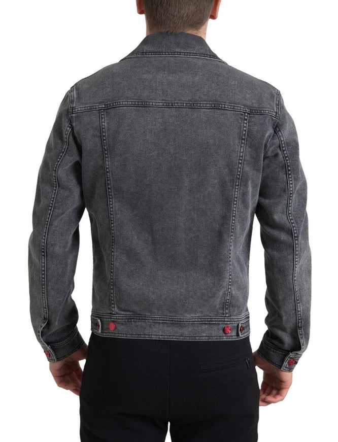 Dolce & Gabbana Gray Washed Cotton Stretch Denim Men Jacket - Ellie Belle