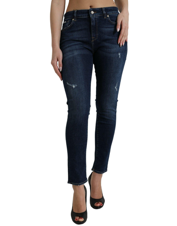 Dolce & Gabbana Dark Blue Cotton Stretch Denim Skinny Jeans - Ellie Belle