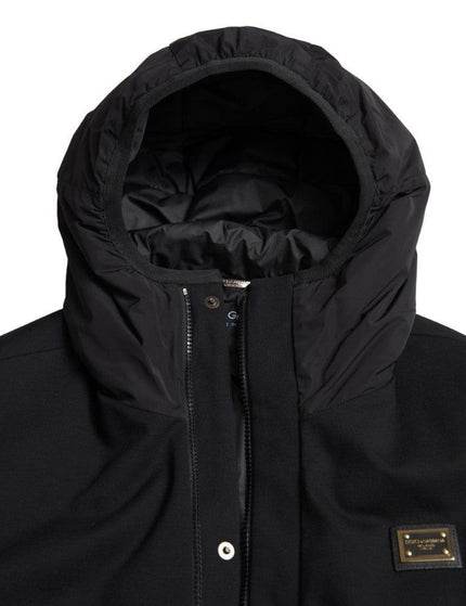 Dolce & Gabbana Black Hooded Parka Cotton Trench Coat Jacket - Ellie Belle