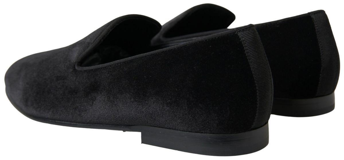 Dolce & Gabbana Black Velvet Loafers Formal Shoes - Ellie Belle