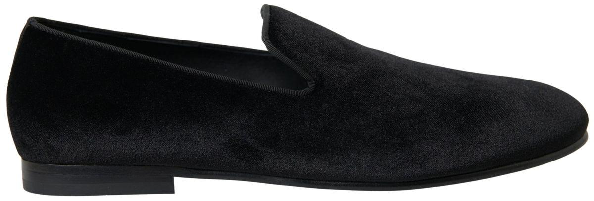 Dolce & Gabbana Black Velvet Loafers Formal Shoes - Ellie Belle