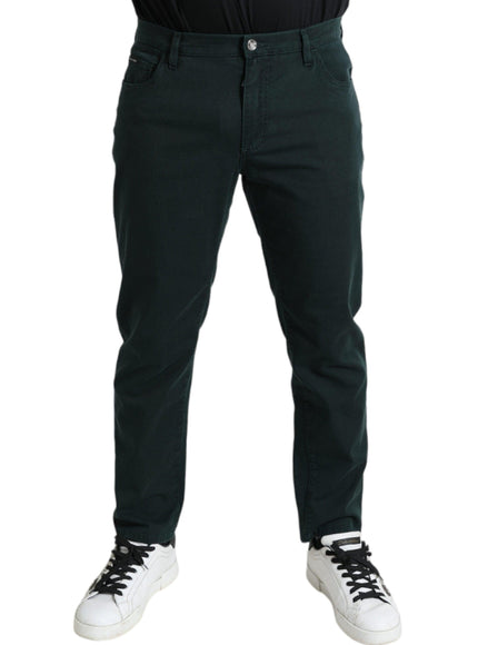 Dolce & Gabbana Green Cotton Stretch Skinny Men Denim Jeans