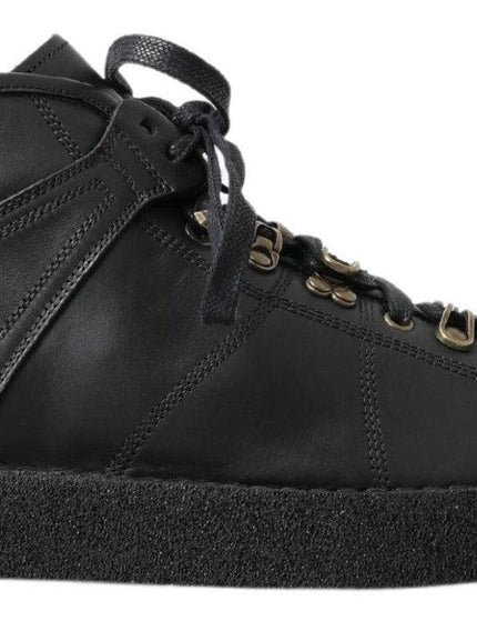 Dolce & Gabbana Black Leather Slip on Stretch Boots - Ellie Belle