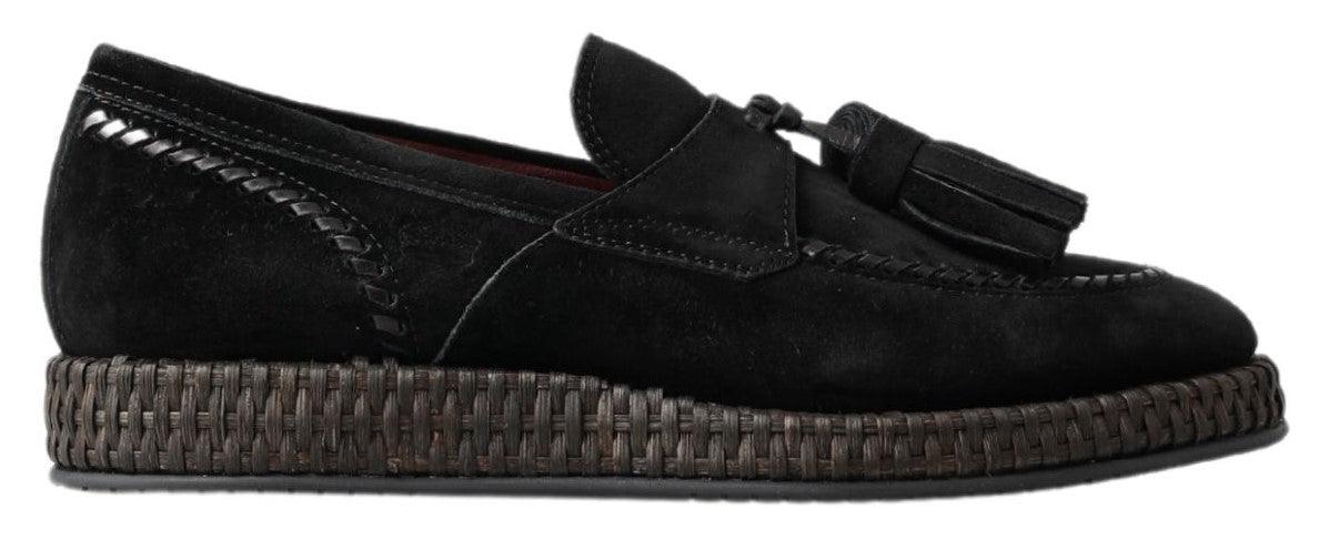 Dolce & Gabbana Black Suede Leather Casual Espadrille Shoes - Ellie Belle