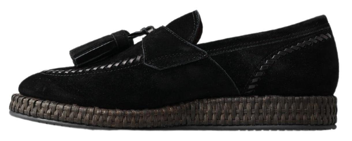 Dolce & Gabbana Black Suede Leather Casual Espadrille Shoes - Ellie Belle