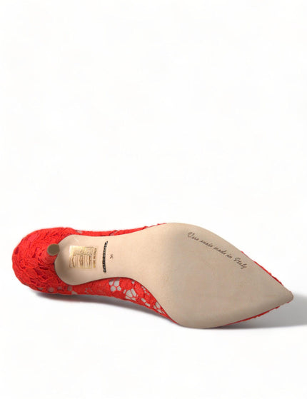 Dolce & Gabbana Red Taormina Lace Crystal Heels Pumps Shoes - Ellie Belle
