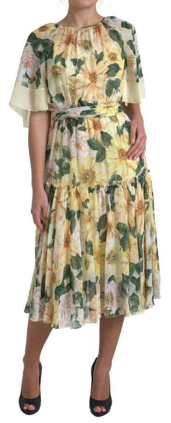 Dolce & Gabbana Multicolor Silk Floral Print Long Maxi Dress - Ellie Belle