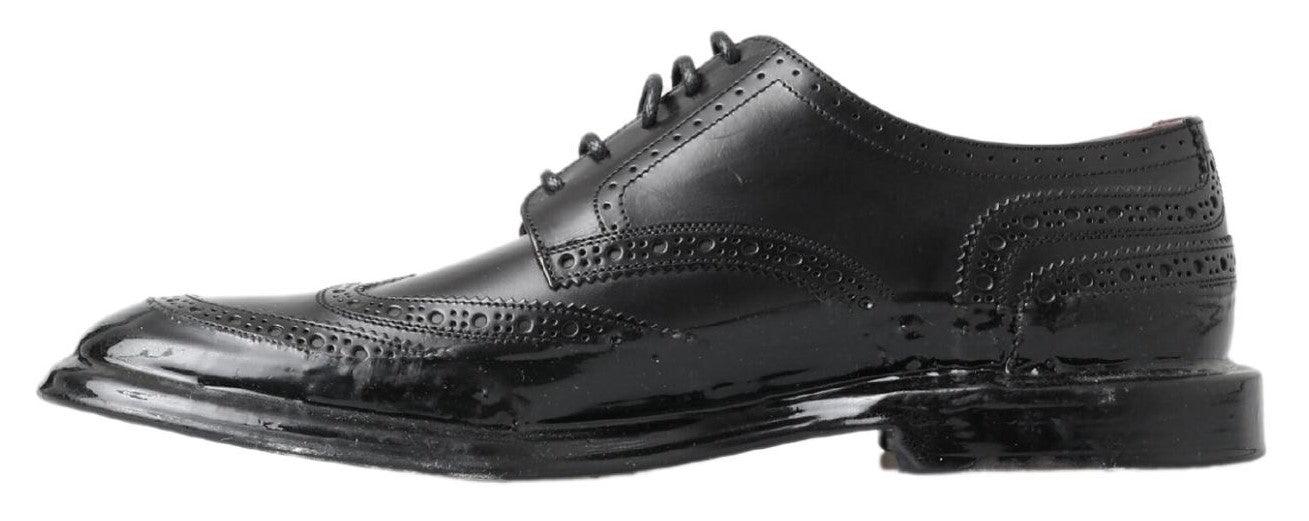 Dolce & Gabbana Black Leather Oxford Wingtip Formal Derby Shoes - Ellie Belle