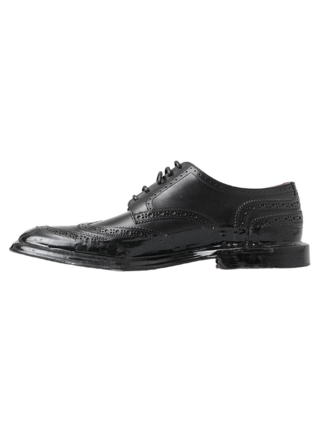 Dolce & Gabbana Black Leather Oxford Wingtip Formal Derby Shoes - Ellie Belle