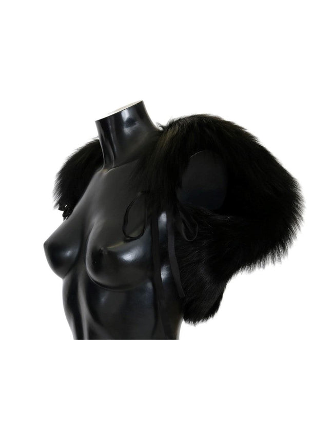 Dolce & Gabbana Black Silver Fox Fur Scarf - Ellie Belle